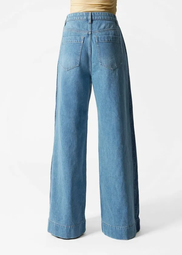 and Other Stories Long WideLeg Jeans Mid Blue Women Jeans
