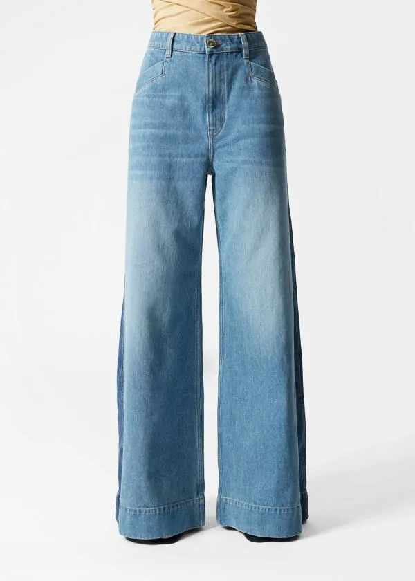 and Other Stories Long WideLeg Jeans Mid Blue Women Jeans