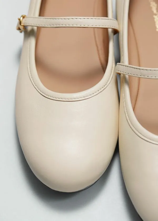 and Other Stories Mary Jane Leather Ballerina Flats Cream Women Ballerinas