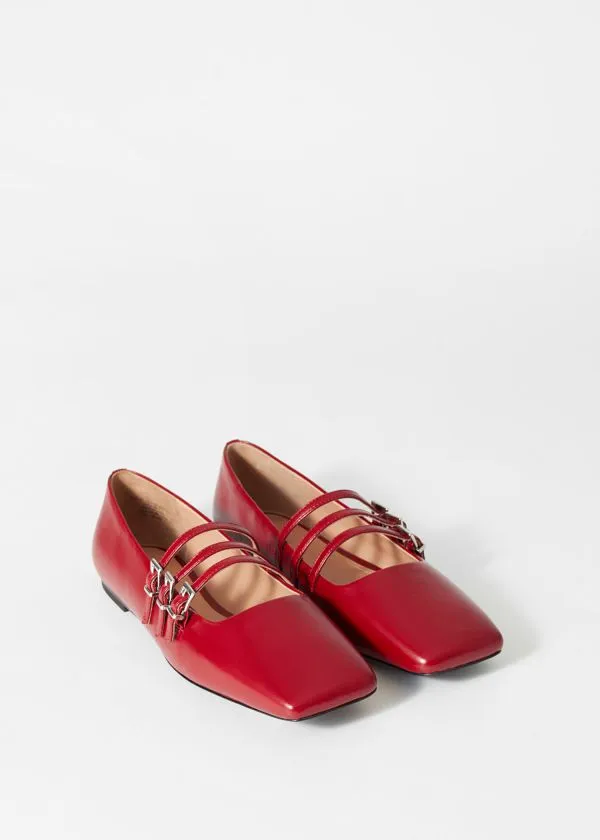 and Other Stories MaryJane Leather Ballet Flats Ruby Red Women Ballerinas and Other Stories MaryJane Leather Ballet Flats Ruby Red Women Ballerinas