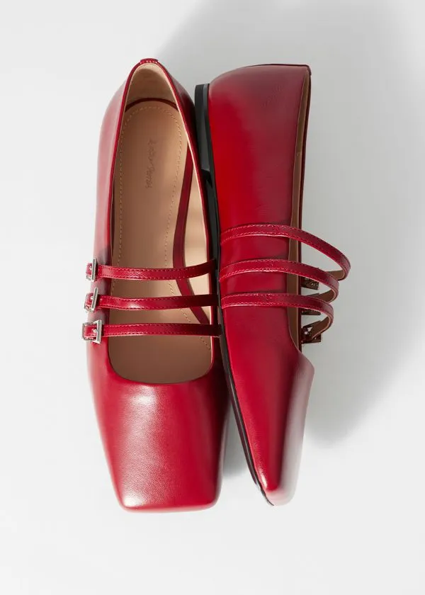and Other Stories MaryJane Leather Ballet Flats Ruby Red Women Ballerinas and Other Stories MaryJane Leather Ballet Flats Ruby Red Women Ballerinas