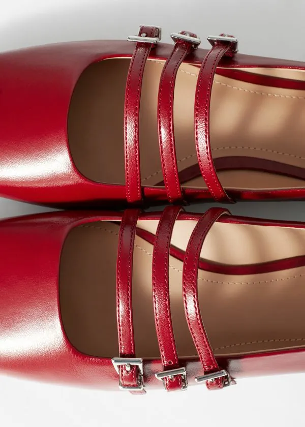 and Other Stories MaryJane Leather Ballet Flats Ruby Red Women Ballerinas and Other Stories MaryJane Leather Ballet Flats Ruby Red Women Ballerinas