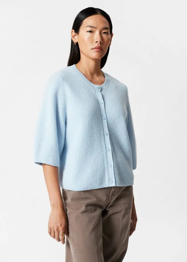 and Other Stories Merino RibKnit Cardigan Light Blue Women Knitwear