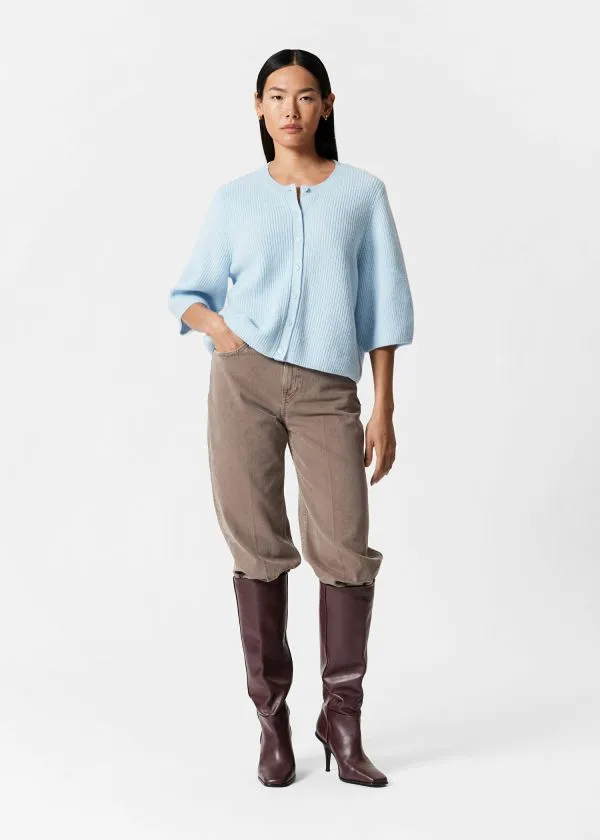 and Other Stories Merino RibKnit Cardigan Light Blue Women Knitwear