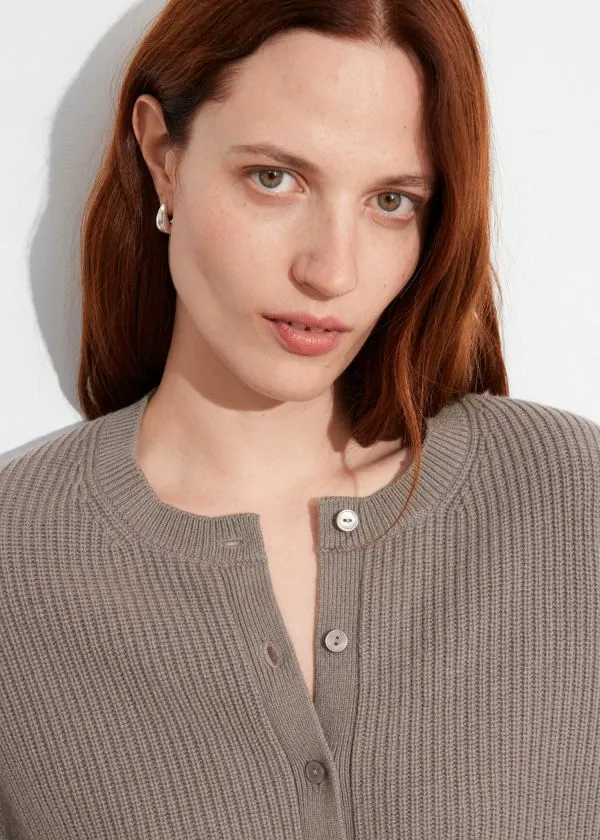 and Other Stories Merino RibKnit Cardigan Mole Women Knitwear
