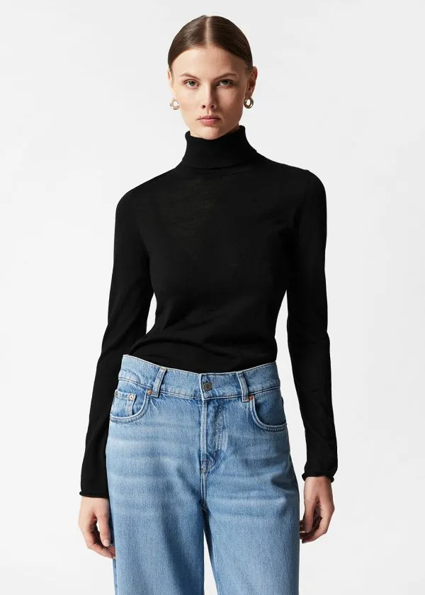 and Other Stories Merino Turtleneck Jumper Black Women Knitwear