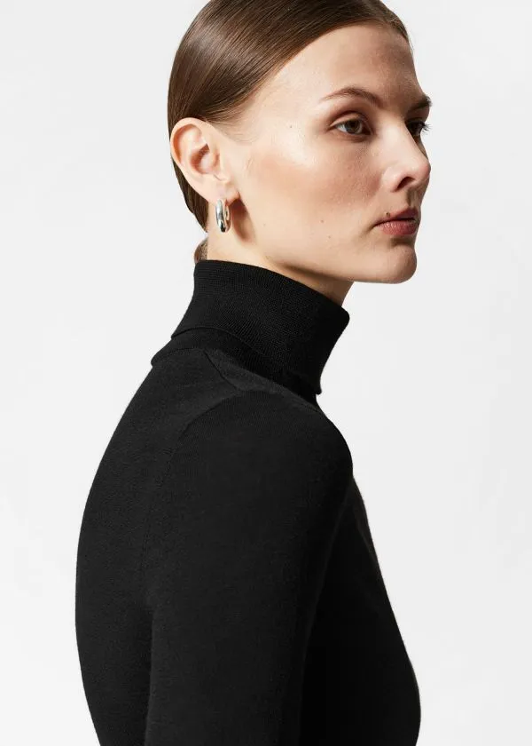 and Other Stories Merino Turtleneck Jumper Black Women Knitwear