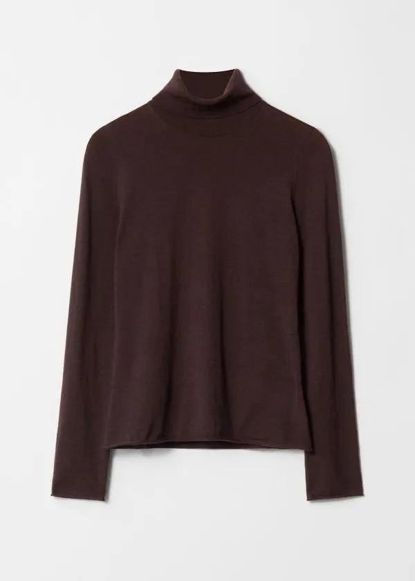 and Other Stories Merino Turtleneck Jumper Dark Brown Women Knitwear