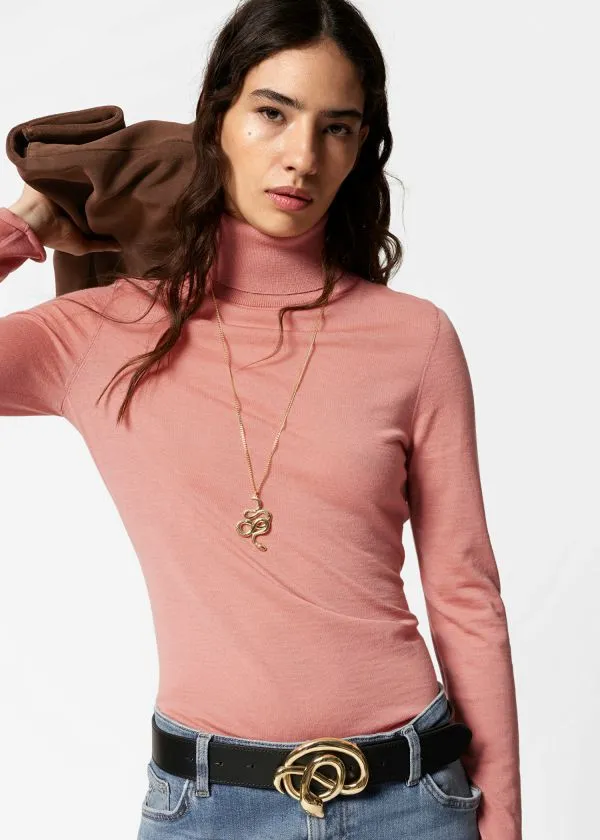 and Other Stories Merino Turtleneck Jumper Rust Women Knitwear