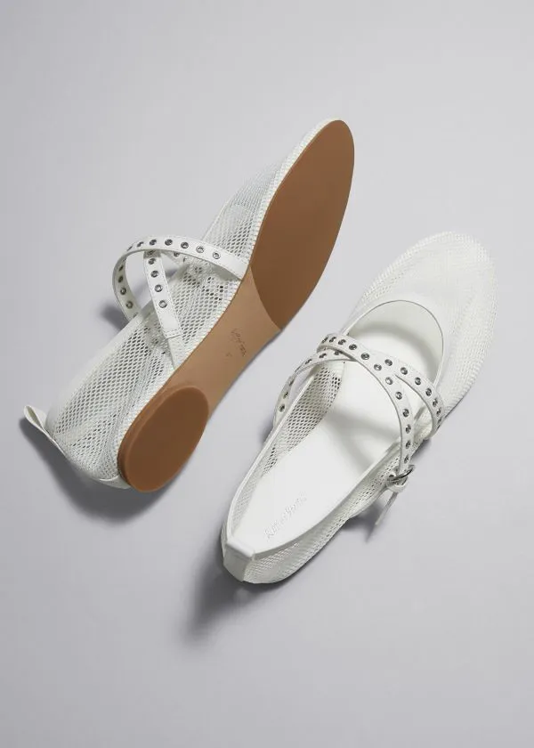 and Other Stories Mesh Ballet Flats Ivory Women Ballerinas and Other Stories Mesh Ballet Flats Ivory Women Ballerinas
