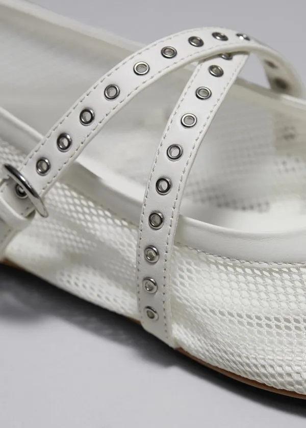 and Other Stories Mesh Ballet Flats Ivory Women Ballerinas and Other Stories Mesh Ballet Flats Ivory Women Ballerinas
