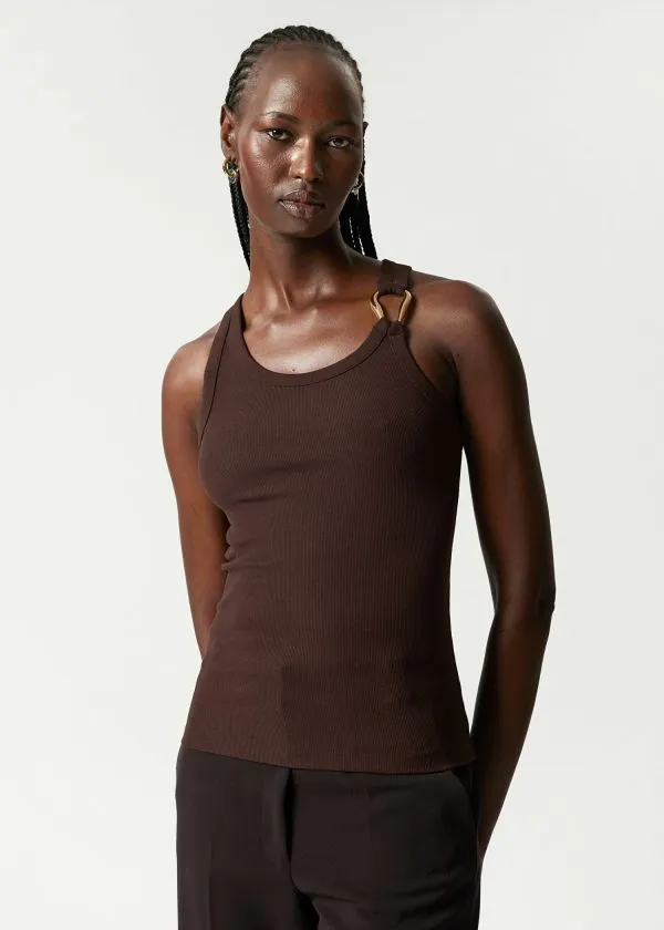 and Other Stories MetalBuckle Tank Top Dark Brown Women Tops and Tshirts