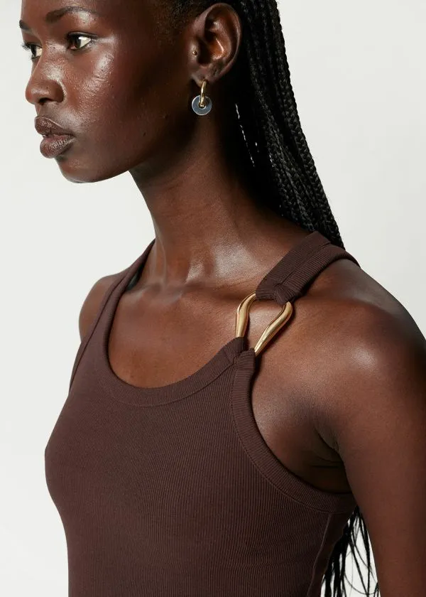 and Other Stories MetalBuckle Tank Top Dark Brown Women Tops and Tshirts