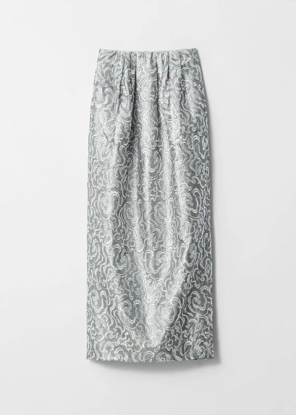 and Other Stories Metallic Jacquard Midi Skirt Silver Women Sets and Suits