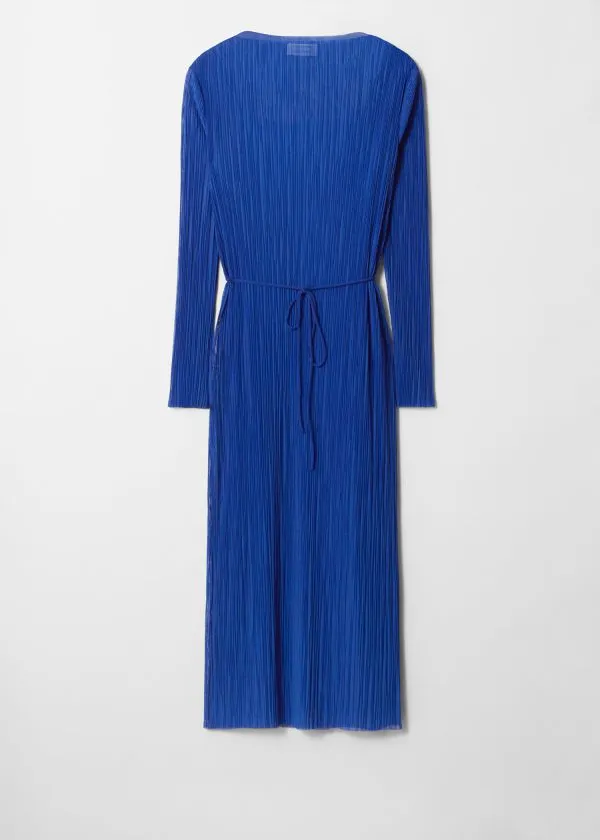 and Other Stories Midi Mock Neck Mesh Dress Blue Women Dresses