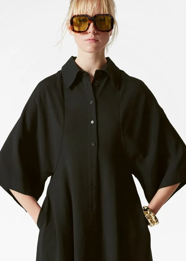 and Other Stories Midi Shirt Dress Black Women Dresses