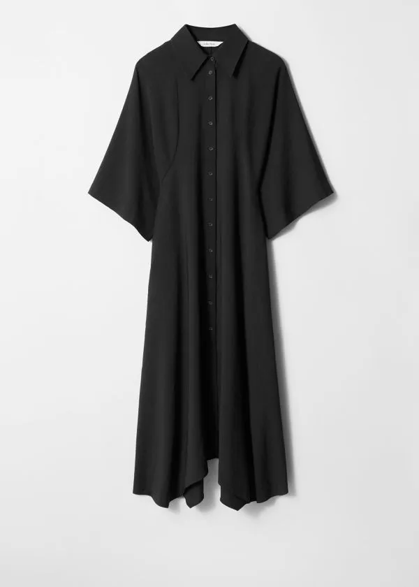 and Other Stories Midi Shirt Dress Black Women Dresses