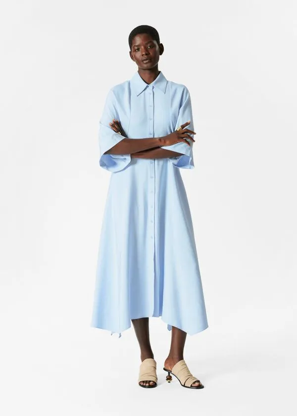 and Other Stories Midi Shirt Dress Light Blue Women Dresses