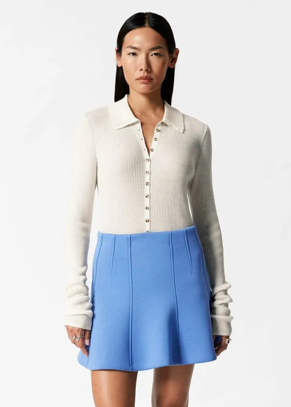 and Other Stories Mini Scuba Skirt Blue Women Skirts