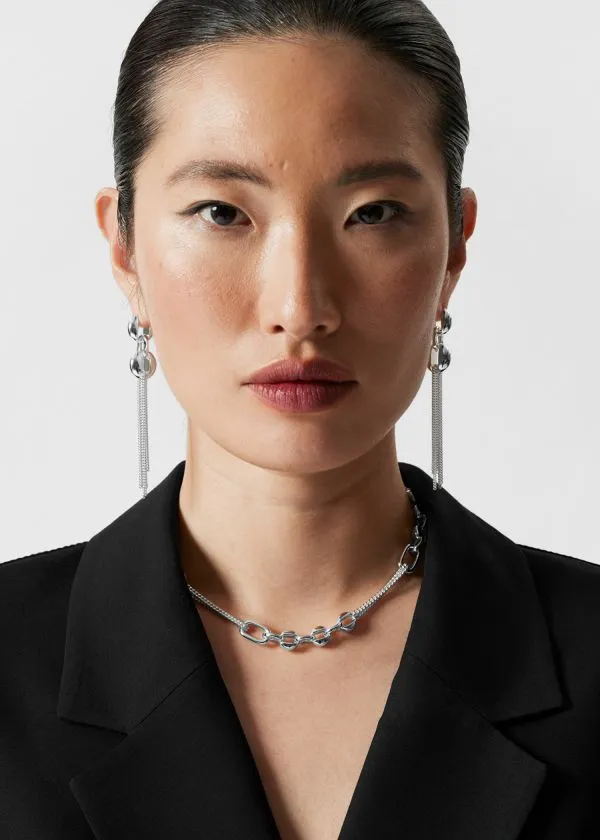 and Other Stories Mixed Chain Necklace Silver Women Necklaces