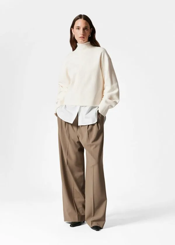 and Other Stories MockNeck DoubleKnit Jumper Ivory Women Knitwear