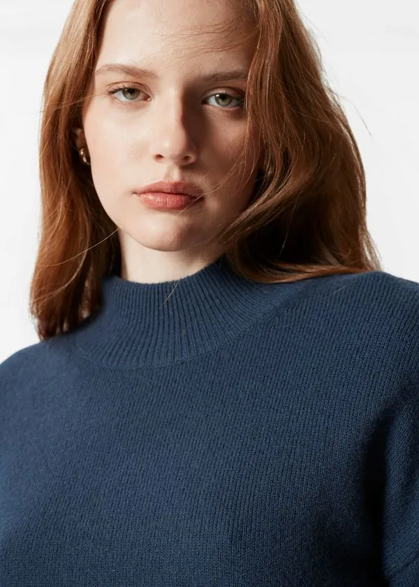 and Other Stories Mock Neck Jumper Dark Blue Women Knitwear