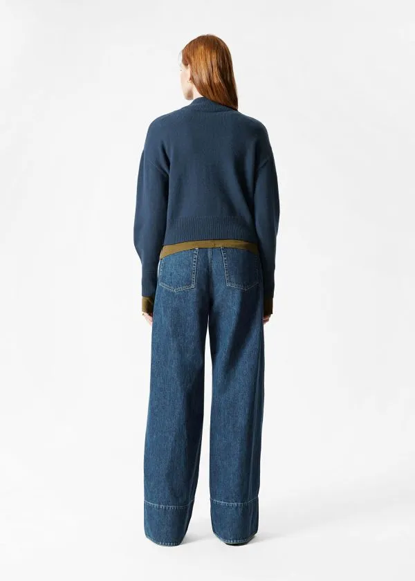 and Other Stories Mock Neck Jumper Dark Blue Women Knitwear