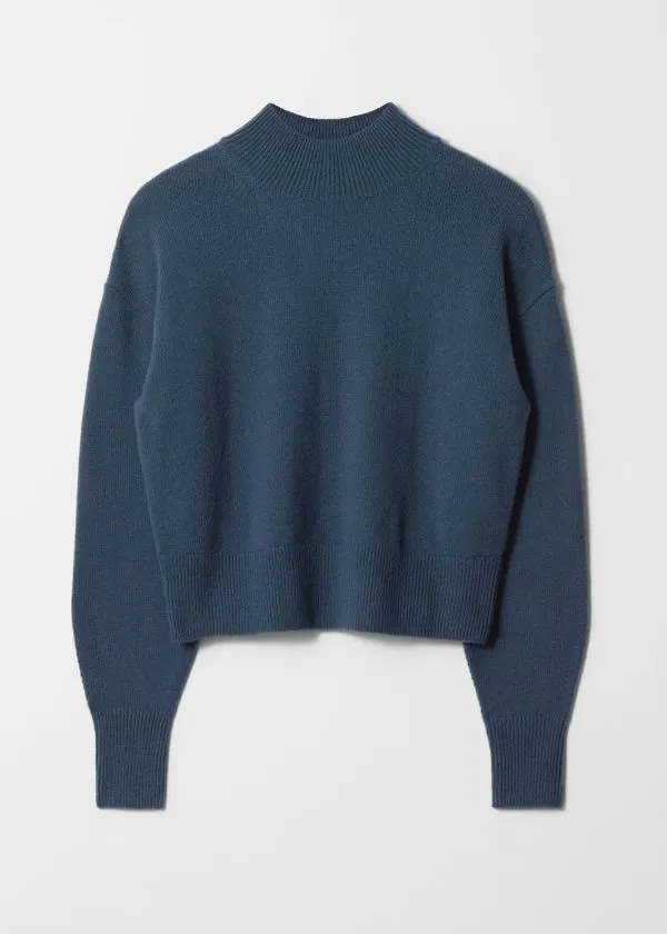 and Other Stories Mock Neck Jumper Dark Blue Women Knitwear