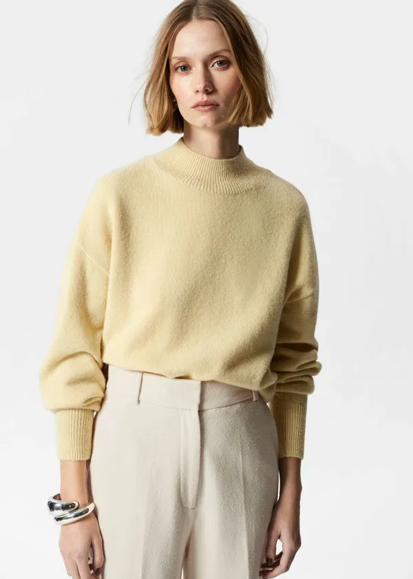 and Other Stories Mock Neck Jumper Light Yellow Women Knitwear