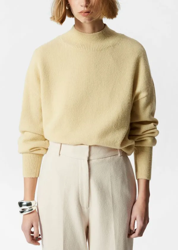and Other Stories Mock Neck Jumper Light Yellow Women Knitwear