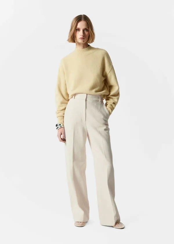 and Other Stories Mock Neck Jumper Light Yellow Women Knitwear