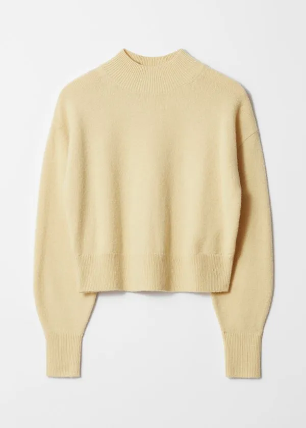 and Other Stories Mock Neck Jumper Light Yellow Women Knitwear