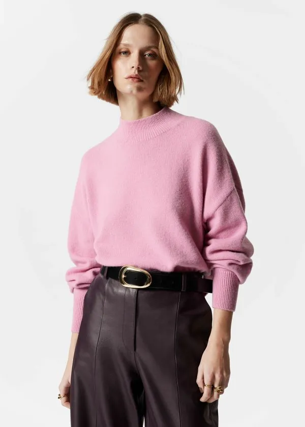 and Other Stories Mock Neck Jumper Pink Women Knitwear