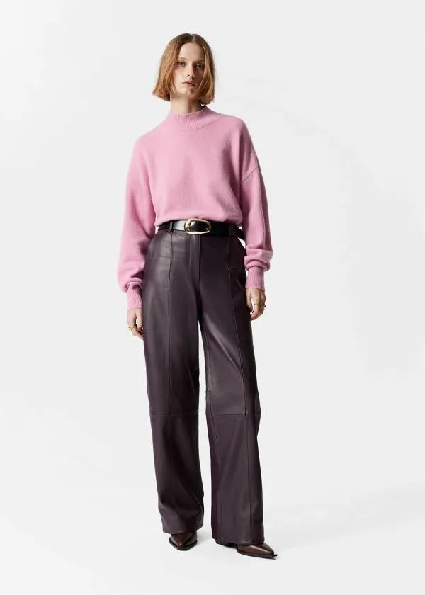 and Other Stories Mock Neck Jumper Pink Women Knitwear