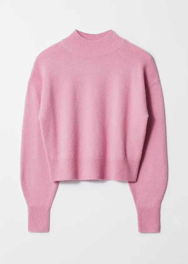 and Other Stories Mock Neck Jumper Pink Women Knitwear