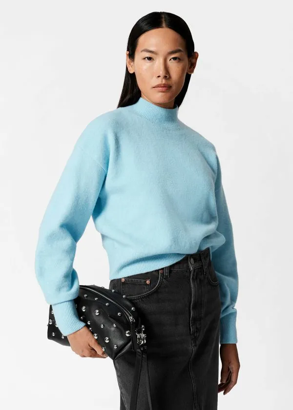 and Other Stories MockNeck Sweater Blue Women Knitwear