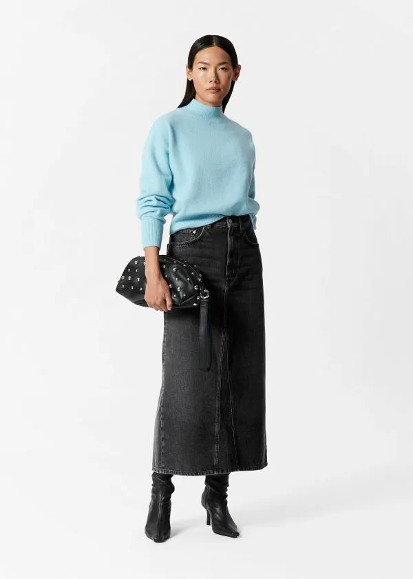 and Other Stories MockNeck Sweater Blue Women Knitwear