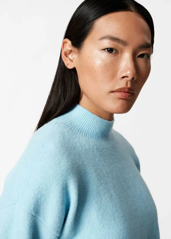 and Other Stories MockNeck Sweater Blue Women Knitwear