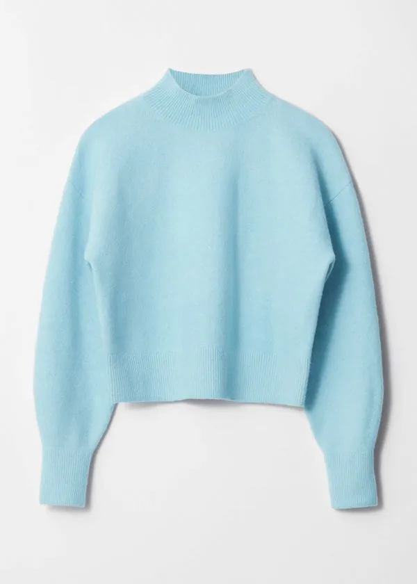 and Other Stories MockNeck Sweater Blue Women Knitwear
