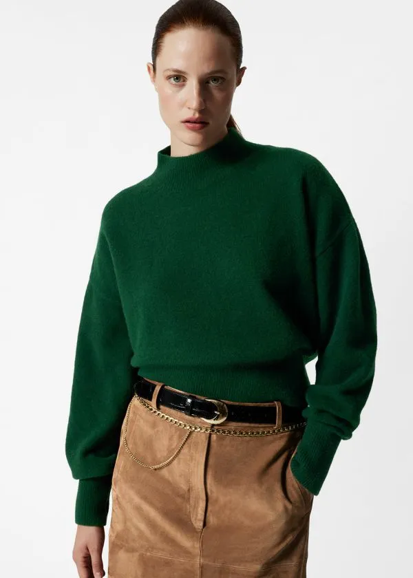 and Other Stories MockNeck Sweater Dark Green Women Knitwear