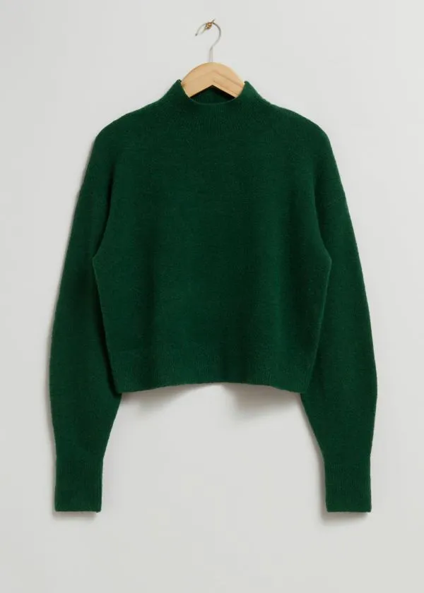 and Other Stories MockNeck Sweater Dark Green Women Knitwear