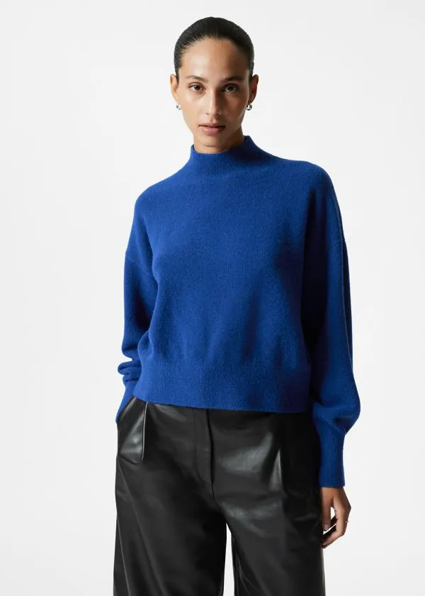 and Other Stories MockNeck Sweater Royal Blue Women Knitwear