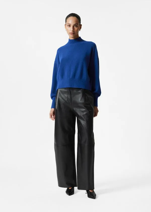 and Other Stories MockNeck Sweater Royal Blue Women Knitwear