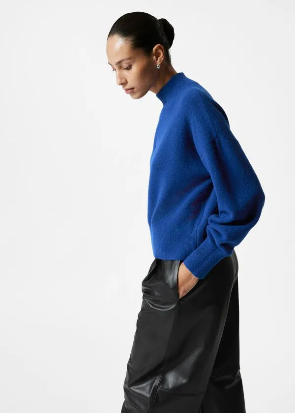 and Other Stories MockNeck Sweater Royal Blue Women Knitwear