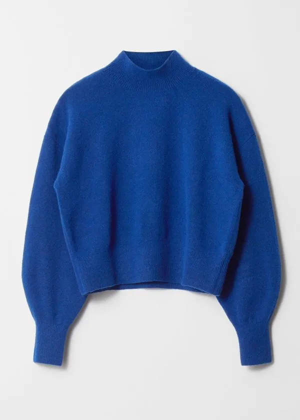 and Other Stories MockNeck Sweater Royal Blue Women Knitwear