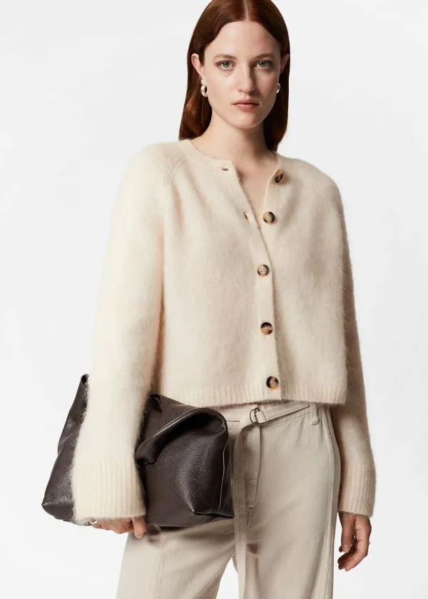 and Other Stories MohairBlend Knit Cardigan Cream Women Knitwear