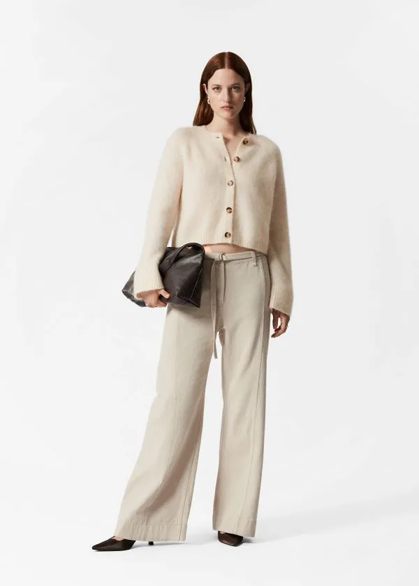 and Other Stories MohairBlend Knit Cardigan Cream Women Knitwear