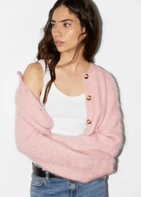 and Other Stories MohairBlend Knit Cardigan Peach Women Knitwear