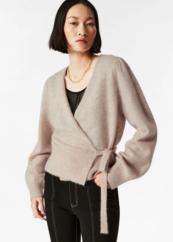 and Other Stories MohairBlend Knitted Wrap Cardigan Beige Women Knitwear