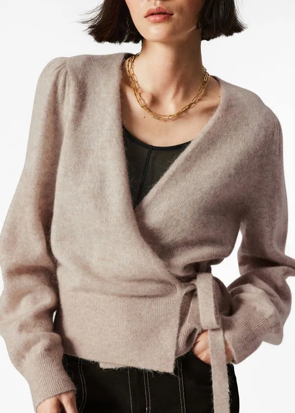 and Other Stories MohairBlend Knitted Wrap Cardigan Beige Women Knitwear